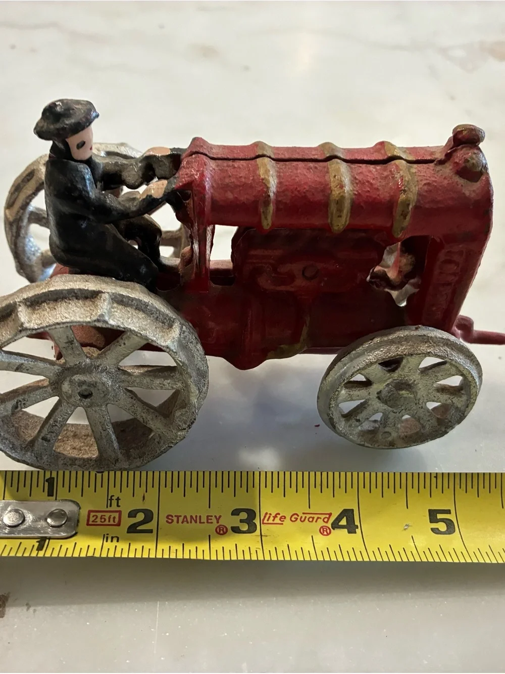 Red Vintage-Style Kids Toy Tractor with Driver